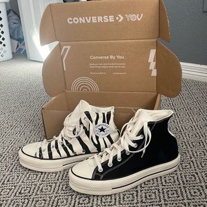 Zebra print and black converse, Never have been worn
